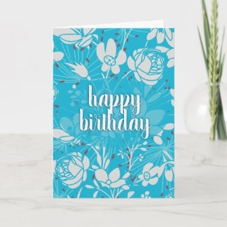 Carte Fleurs bleues et blanches pour l'anniversaire