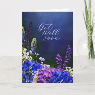 Carte Fleurs bleues et violettes - Prompt rétablissement