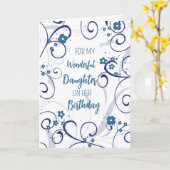 Carte Fleurs Bleues Fille Anniversaire (Fleur jaune)