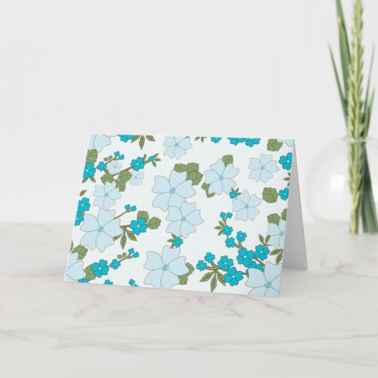 Carte Fleurs Bleues, Motif Floral, Motif De Fleurs (Devant)