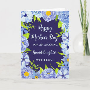 Carte Fleurs bleues Petite-fille Bonne fête des mères