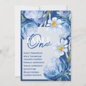 Carte Fleurs bleues Tableau Mariage floral (Dos)