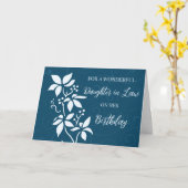 Carte Fleurs bleues turquoise Fille en droit Anniversair (Fleur jaune)