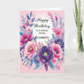 Carte Fleurs bleues violettes violettes roses brillantes (Devant)
