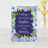 Carte Fleurs bleues Voisines Anniversaire (Fleur jaune)