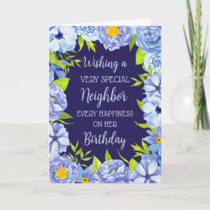 Carte Fleurs bleues Voisines Anniversaire