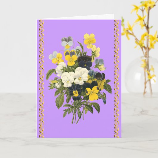 Carte Fleurs botaniques de violettes de joyeux (Fleur jaune)