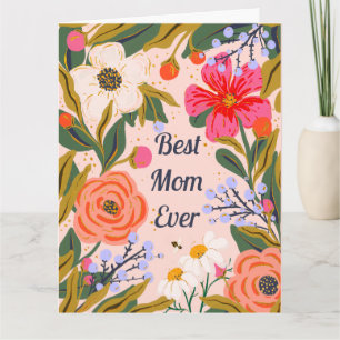 Carte Fleurs botaniques salutations de maman