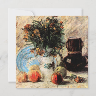 Carte Fleurs, cafetière et fruits par Vincent van Gogh