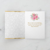 Carte Fleurs Citrouilles roses Gold Foil Anniversaire (Intérieur)