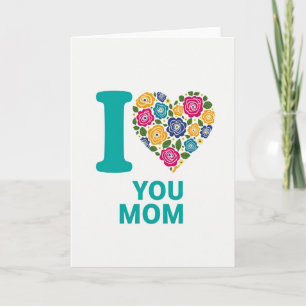 Carte Fleurs Cœur Je T'Aime Maman