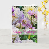 Carte Fleurs colorées de Dahlia joyeux anniversaire (Fleur jaune)