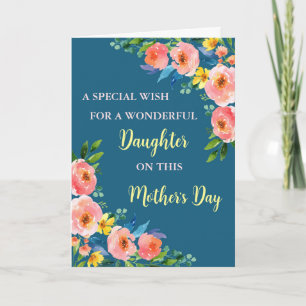 Carte Fleurs colorées Fille Bonne fête des mères