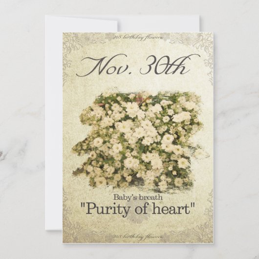 Carte Fleurs d’anniversaire le 30 novembre "Le souffle d (Devant)