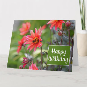 Carte Fleurs Dahlia Roses et Rouges Wisley Joyeux Annive