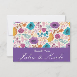 Carte Fleurs d'amour fleuri romantique rose violet maria
