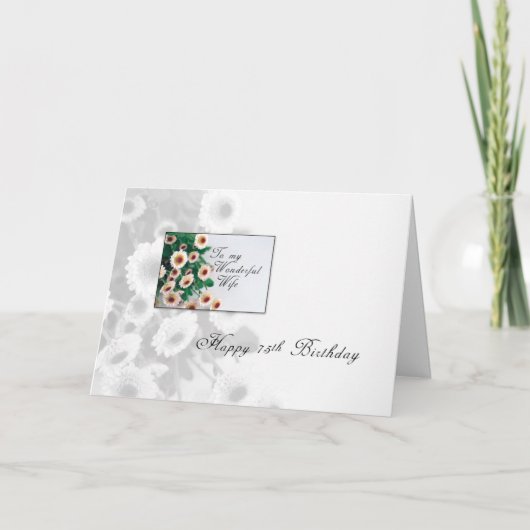 Carte Fleurs d'anniversaire de la femme 75e (Devant)