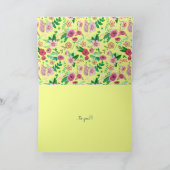 Carte Fleurs d'anniversaire élégantes rose et jaune (Intérieur)