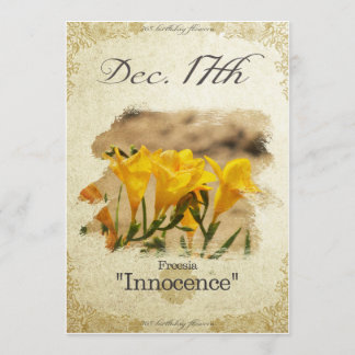 Carte Fleurs d'anniversaire le 17 Décembre "Freesia"