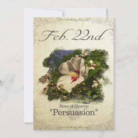 Carte Fleurs d'anniversaire le 22 février "Rose de Sharo (Devant)