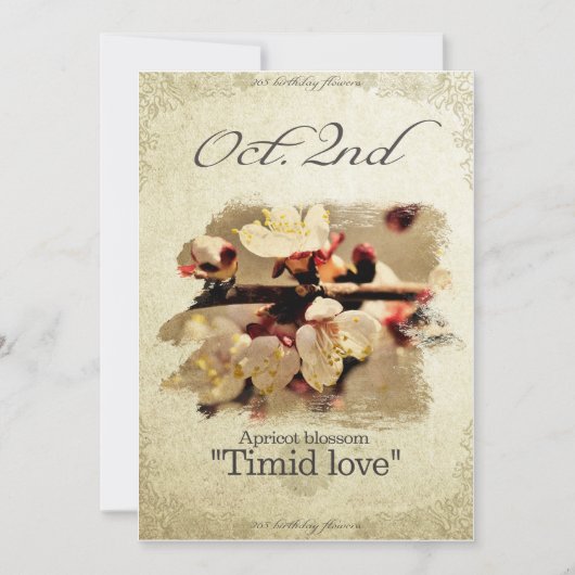 Carte Fleurs d'anniversaire le 2 octobre "Fleur d'abrico (Devant)