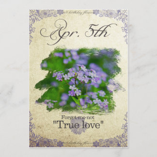 Carte Fleurs d'anniversaire le 5 avril "Oubliez-moi-pas"