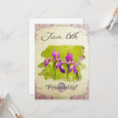 Carte Fleurs d'anniversaire le 6 juin "Iris" (Devant/Arrière en situation)