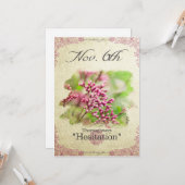 Carte Fleurs d'anniversaire le 6 novembre "Thoroughwort" (Devant/Arrière en situation)