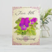 Carte Fleurs d'anniversaire le 8 janvier "Violet violet" (Debout devant)