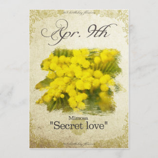 Carte Fleurs d'anniversaire le 9 avril "Mimosa"