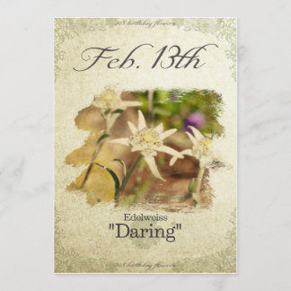Carte Fleurs d'anniversaire le Février 13 "Edelweiss"