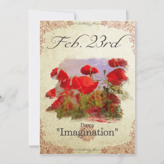 Carte Fleurs d'anniversaire le Février 23 "Poppy" (Devant)