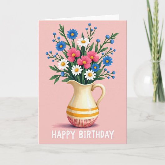 Carte Fleurs d'anniversaire Pitcher Vibrante (Devant)