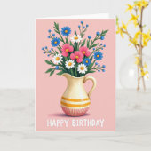 Carte Fleurs d'anniversaire Pitcher Vibrante (Fleur jaune)