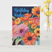 Carte Fleurs d'anniversaire se lève aquarelle (Fleur jaune)