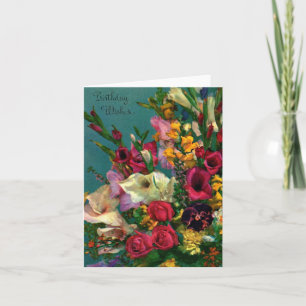 Carte Fleurs d'anniversaire vintages