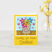 Carte Fleurs Dans Sac D'Épicerie Souriante Penser À Vous (Fleur jaune)