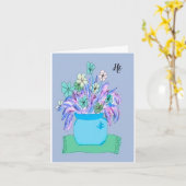 Carte Fleurs dans un Vase Bleu & Arrière - plan pour Sen (Fleur jaune)