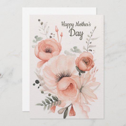 Carte Fleurs d'Aquarelle (Devant / Derrière)