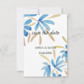Carte Fleurs D'Aquarelle Bleu Clair Et Or (Devant)