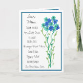 Carte Fleurs d'aquarelle bleue joyeuse maman d'anniversa (Devant)
