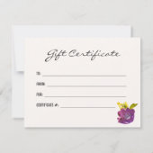 Carte Fleurs d'aquarelle Boho | Certificat cadeau floral (Dos)