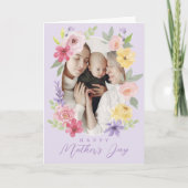 Carte Fleurs d'aquarelle Bonne photo de la fête des mère (Devant)
