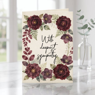 Carte Fleurs d'aquarelle bordeaux vintage pour condoléan