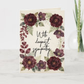 Carte Fleurs d'aquarelle bordeaux vintage pour condoléan (Devant)