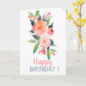Carte Fleurs d'aquarelle chic pour anniversaire (Fleur jaune)