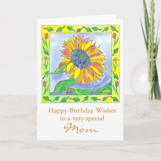 Carte Fleurs d'aquarelle de tournesol Joyeux anniversair (Devant)