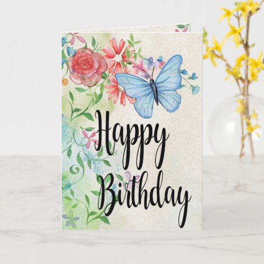 Carte Fleurs d'aquarelle heureux (Fleur jaune)