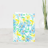 Carte Fleurs d'aquarelle jaune bleu frais Fête des mères (Dos)