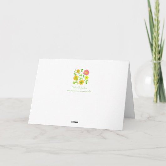 Carte Fleurs d'aquarelle jaune heureux ami d'anniversair (Dos)
